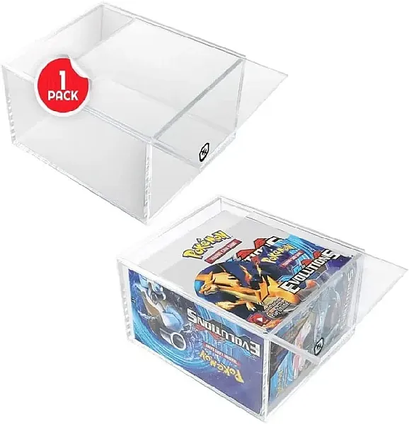 EVORETRO ACRYLIC DISPLAY CASE FOR POKEMON BOOSTER BOX WITH SLIDING LID